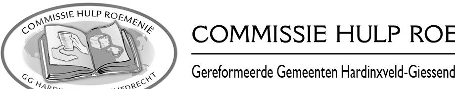 In het logo van de Commissie Hulp Roemenië valt als eerste een boek op. Dit verwijst naar de Bron van ons handelen, de Bijbel. Het verwijst ook dat wij belang hechten aan het verspreiden van Bijbelse lectuur in de lokale taal. Het boek is enigszins wat speels getekend, dit geeft aan dat we ook het onderwijs willen steunen en ons inzetten voor verbetering van de kwaliteit van onderwijs en schoolgebouwen. 
Verder ziet u een beker water. Dit verwijst naar een gedeelte uit de Bijbel over het geven van een beker koud water. U ziet ook een hand die deze beker in ontvangst neemt. Dit verwijst naar de naaste die het ontvangt, maar ook gelijk naar samenwerking met de naaste. Op de rechterbladzijde ziet u een brood. Hiermee verwijzen wij opnieuw naar de Bijbel waar in de Heere Jezus zegt; 'Ik ben het Brood des levens'. Maar ook dat we hulp geven in bijvoorbeeld maaltijden en voedselpakketten.